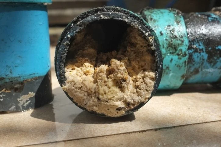 Unclogging the pipe with sand